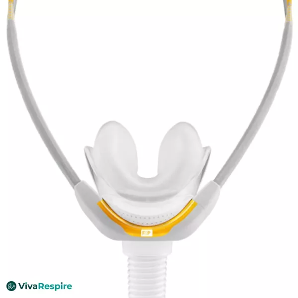 Fisher & Paykel Solo nasal CPAP mask close-up under nose