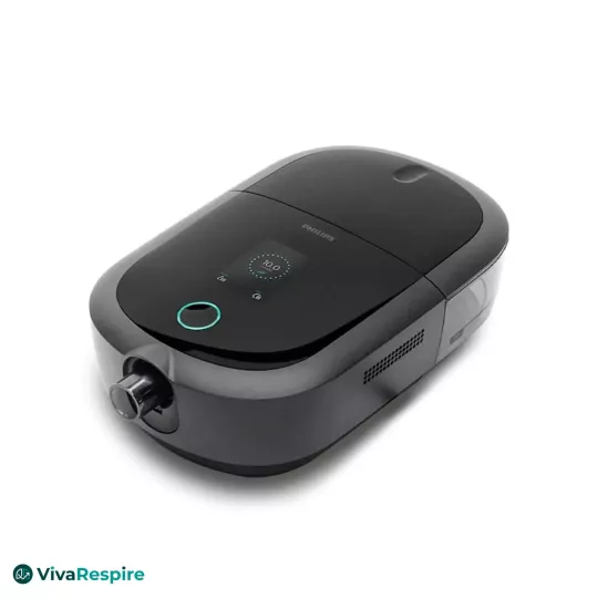 Philips DreamStation 2 Auto CPAP Gerät – Seitenansicht mit integriertem Luftbefeuchter