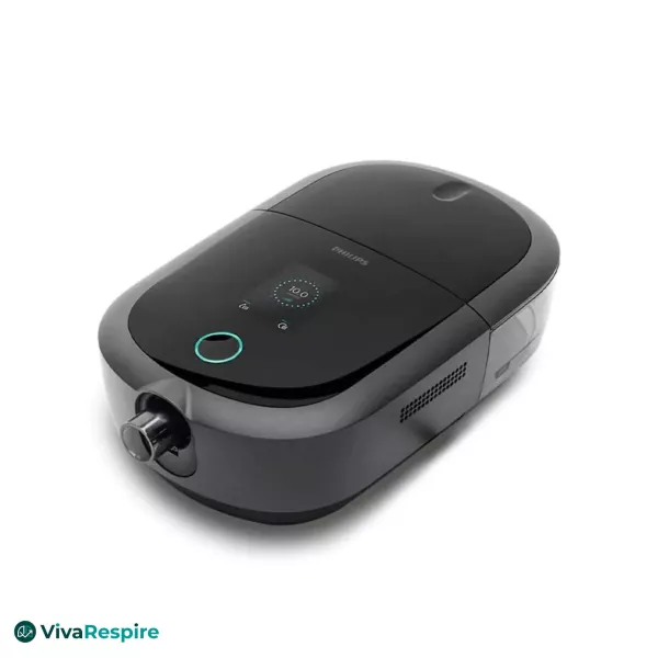 Philips DreamStation 2 Auto CPAP Gerät – Seitenansicht mit integriertem Luftbefeuchter