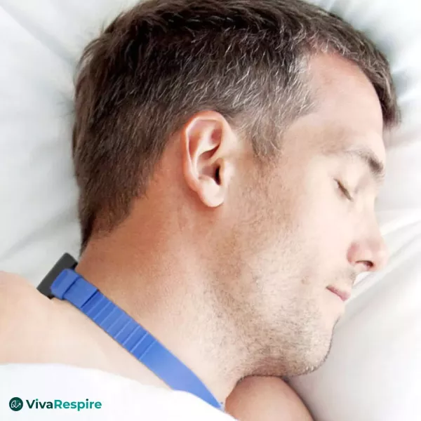 Night Shift worn around the neck – positional sleep apnea therapy device