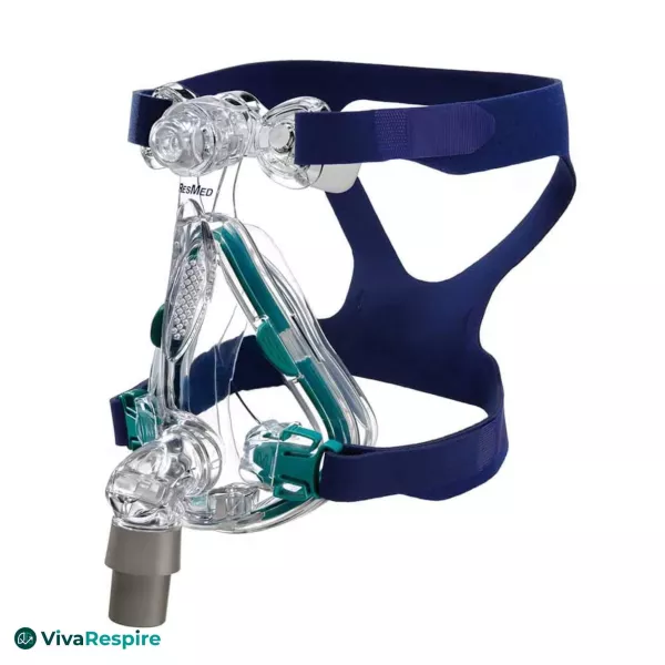 Masque facial CPAP ResMed Mirage Quattro – design complet avec valve anti-asphyxie et ventilation intégrée