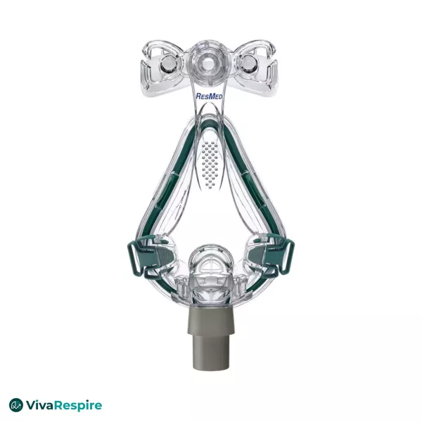 Masque CPAP facial ResMed Mirage Quattro – vue de face pour thérapie par pression positive