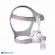 Masque nasal Mirage FX for Her ResMed – vue arrière avec harnais SoftEdge rose