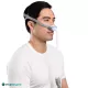 Masque CPAP narinaire ResMed AirFit P10 porté, vue de profil, design minimaliste et léger