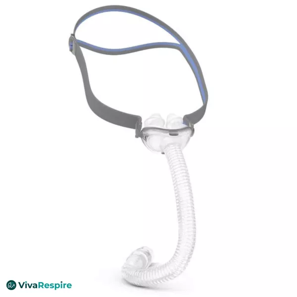 Masque CPAP narinaire ResMed AirFit P10 avec tuyau, vue complète