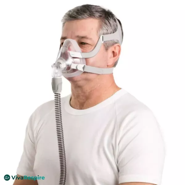ResMed AirFit F20 CPAP Full Face Maske getragen – Frontansicht