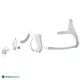 Composants du masque CPAP AirTouch F20 : bulle mousse, harnais et coude