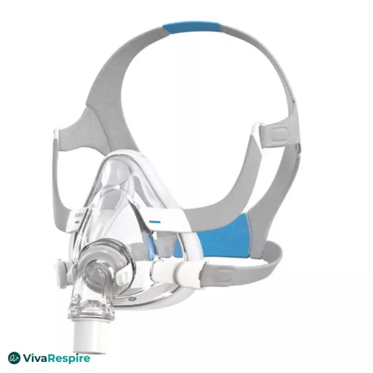 Masque facial CPAP ResMed AirTouch F20 avec bulle en mousse UltraSoft – vue de trois quarts
