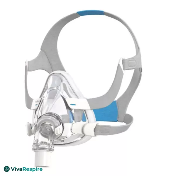 Masque facial CPAP ResMed AirTouch F20 avec bulle en mousse UltraSoft – vue de trois quarts